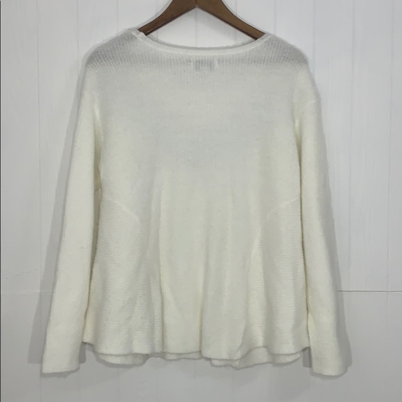 Elle Super Soft White Sweater w/ Black Lace Ladies Sz L - Picture 3 of 4